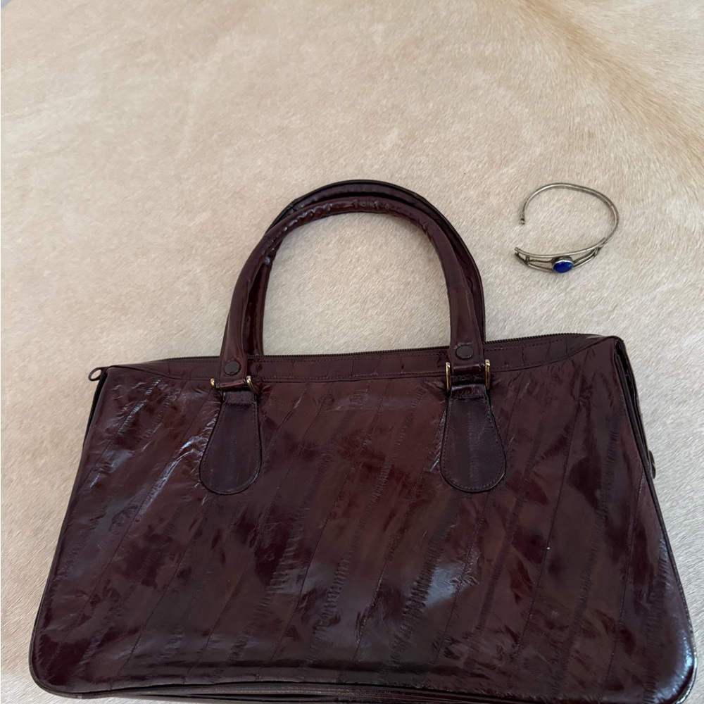 Quiet luxury Brown eel skin vintage Handbag - Picture 3 of 9